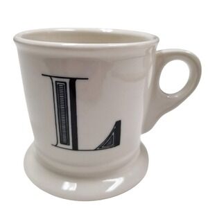 Anthropologie Initial L Monogrammed Coffee Mug White Ceramic Home Decor Tea Cup
